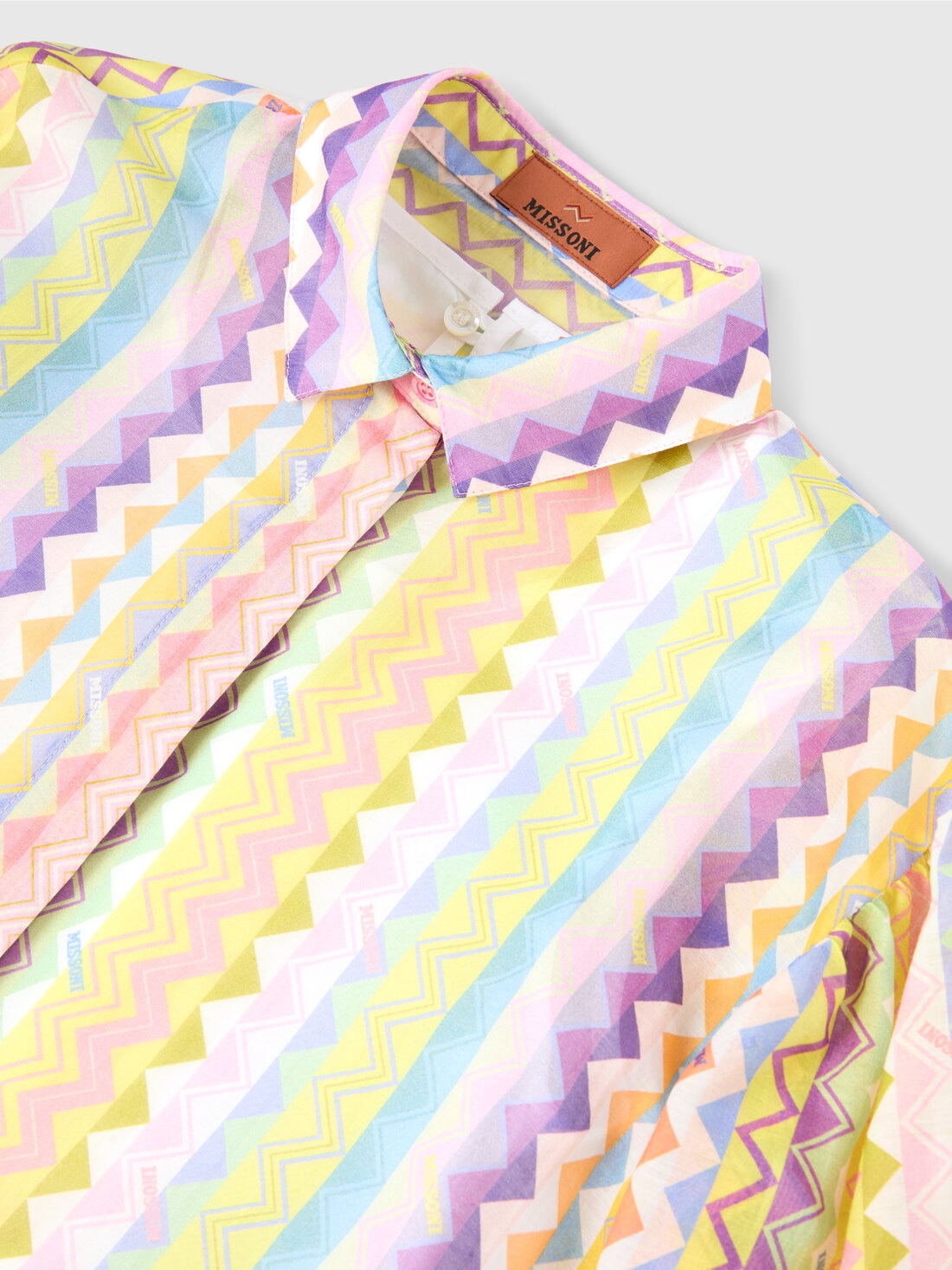 Cotton and silk blend dress with zig-zag pattern, Multicoloured  - KS25SG06BV00HMSM923 - 2