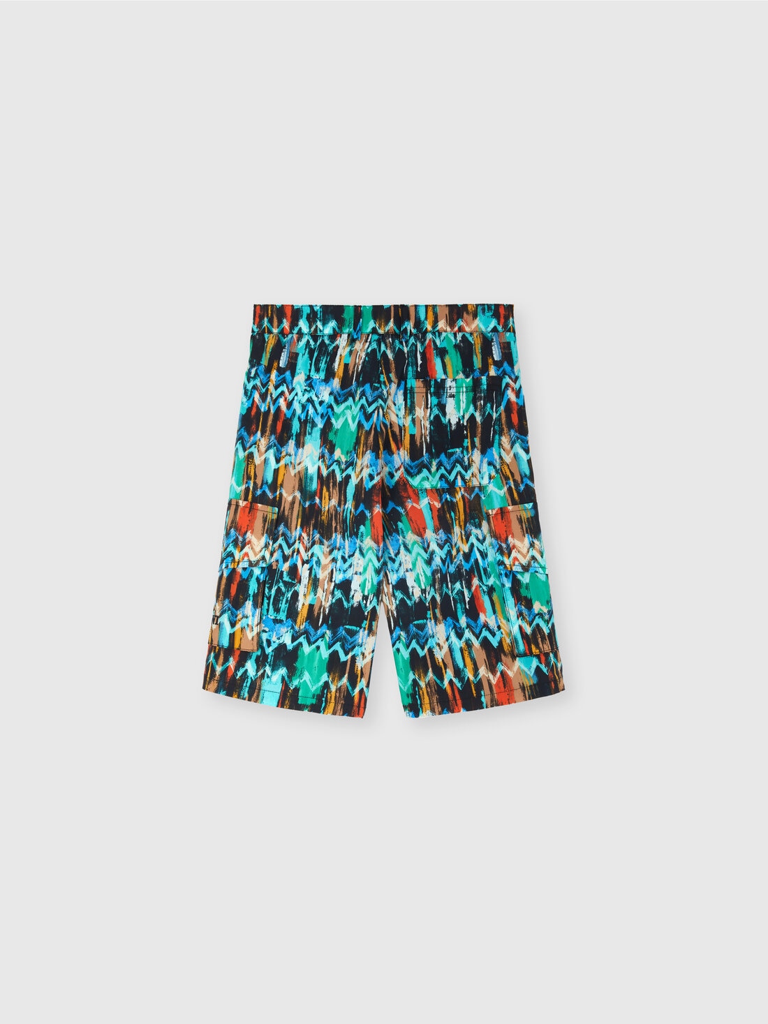 Shorts en 100 % coton avec imprimé zig-zag peint et poches latérales., Multicolore  - 8053147564074 - 1