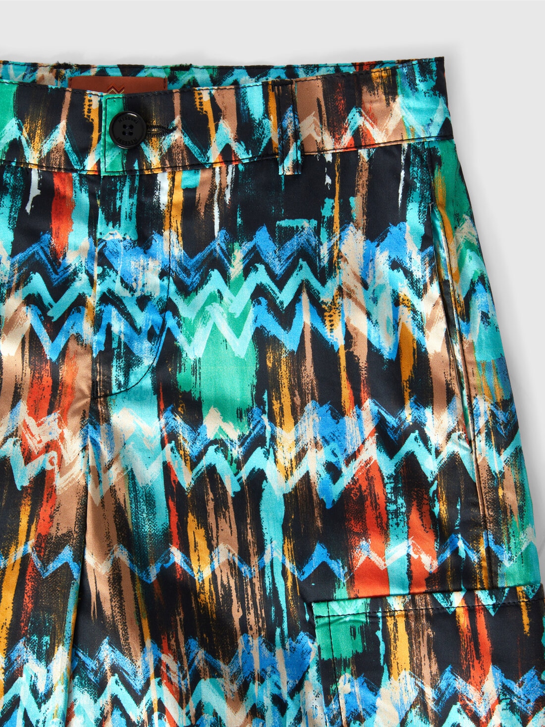 Shorts en 100 % coton avec imprimé zig-zag peint et poches latérales., Multicolore  - 8053147564074 - 3