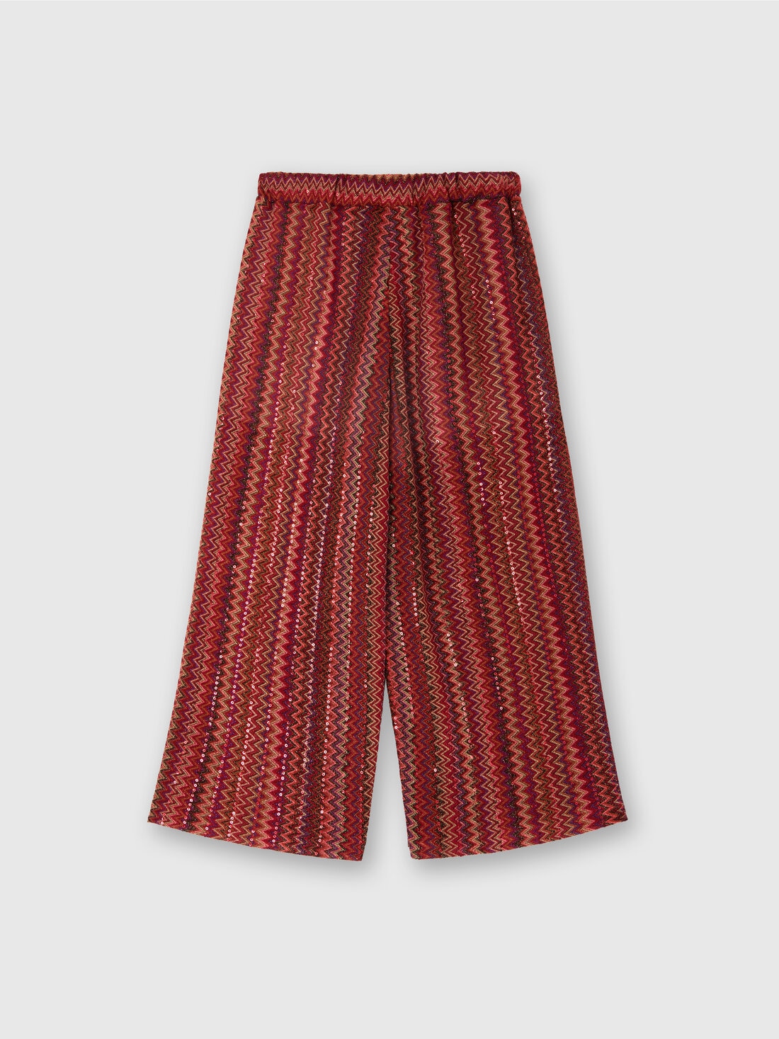 Pantalones palazzo de viscosa y lamé con motivo chevron., Multicolor  - KS25SI01BV00HMS80DT - 1