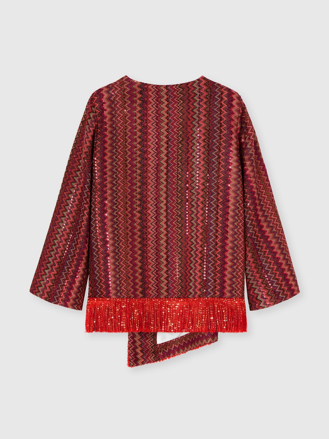 Camisa asimétrica de manga larga con estampado chevron, Multicolor  - KS25SJ00BV00HMS80DT - 1