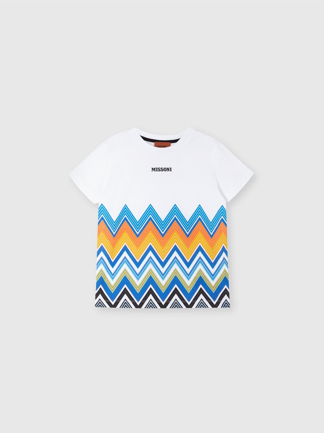 マキシジグザグプリントのクルーネックTシャツ, ホワイト  - KS25SL00BV00HNS019E - 0