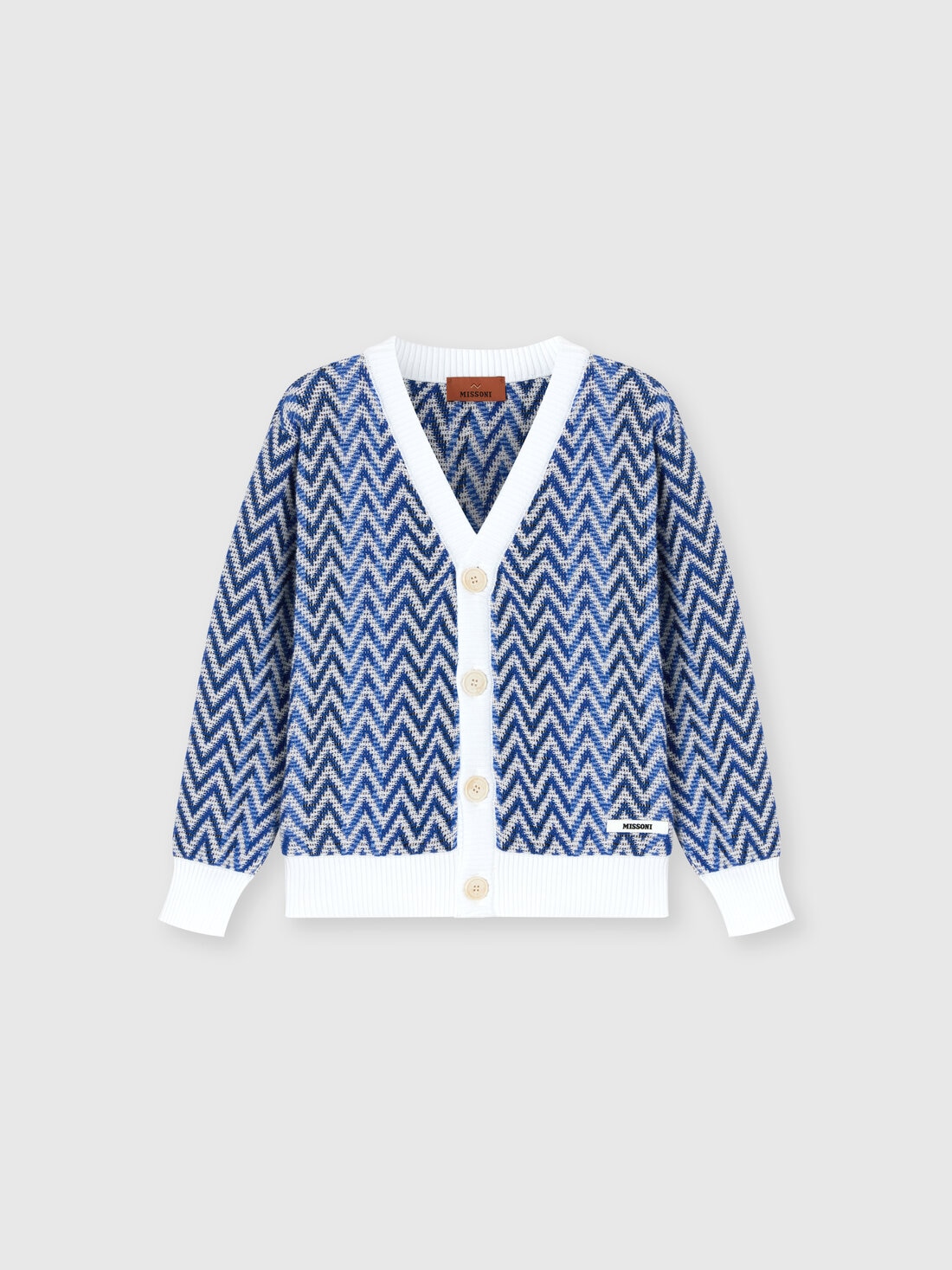 Chevron knit cardigan, Blue - KS25SM00BV00HNS72MA - 0
