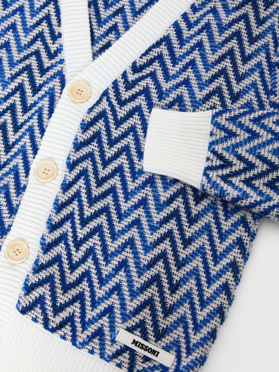Chevron knit cardigan, Blue - KS25SM00BV00HNS72MA - 2
