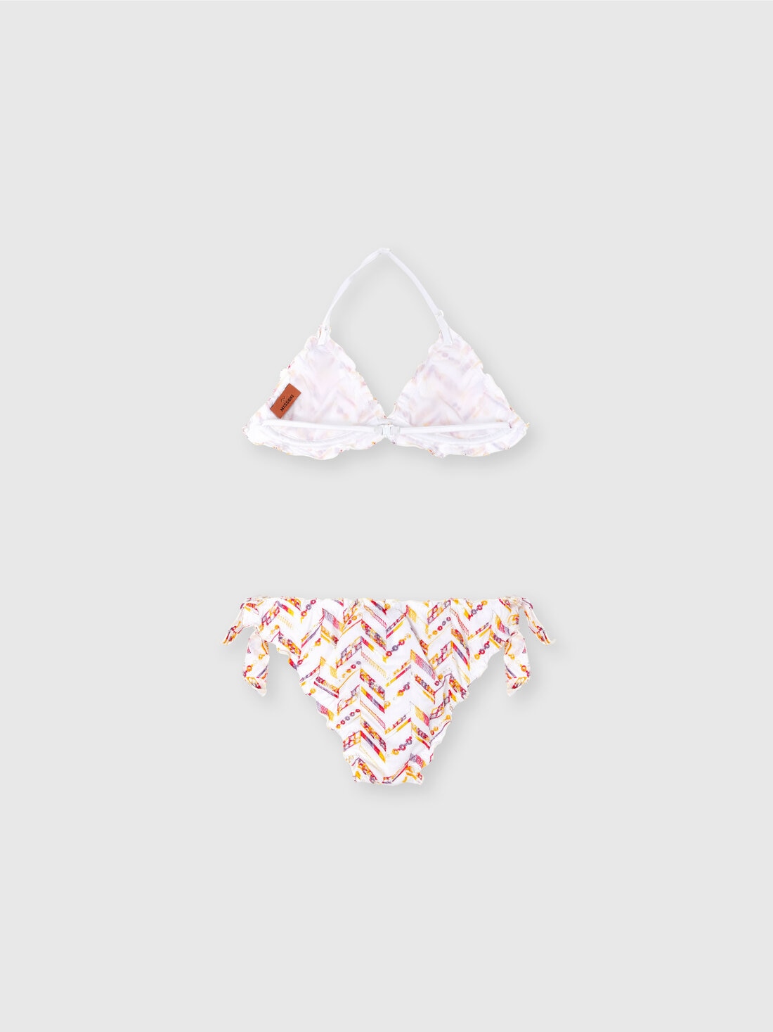 Bikini triangolo ricamo zig zag in 100% cotone, Bianco Multicolore   - KS25SP03BV00HMS019C - 1