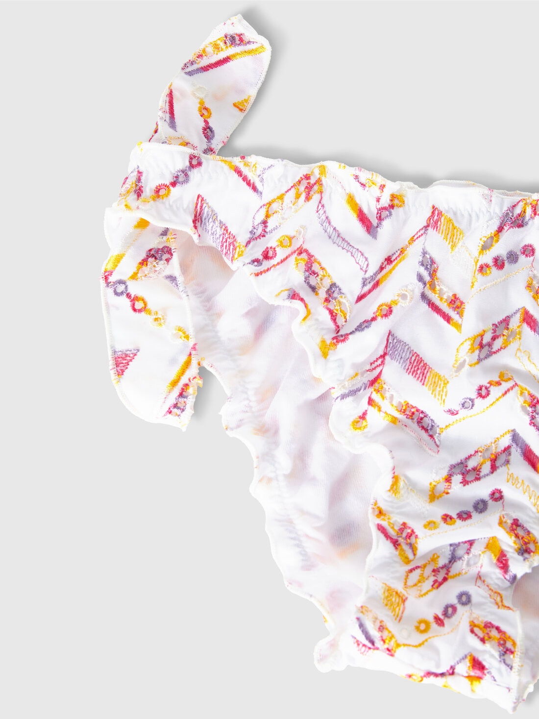 Bikini triangolo ricamo zig zag in 100% cotone, Bianco Multicolore   - KS25SP03BV00HMS019C - 3