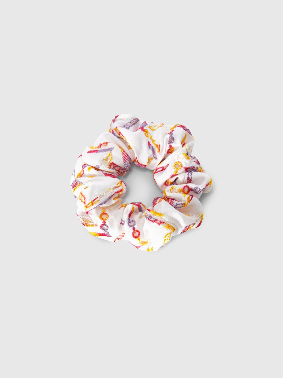 Scrunchie para el cabello con bordado zig zag, Blanco Multicolor   - 8053147564982 - 0