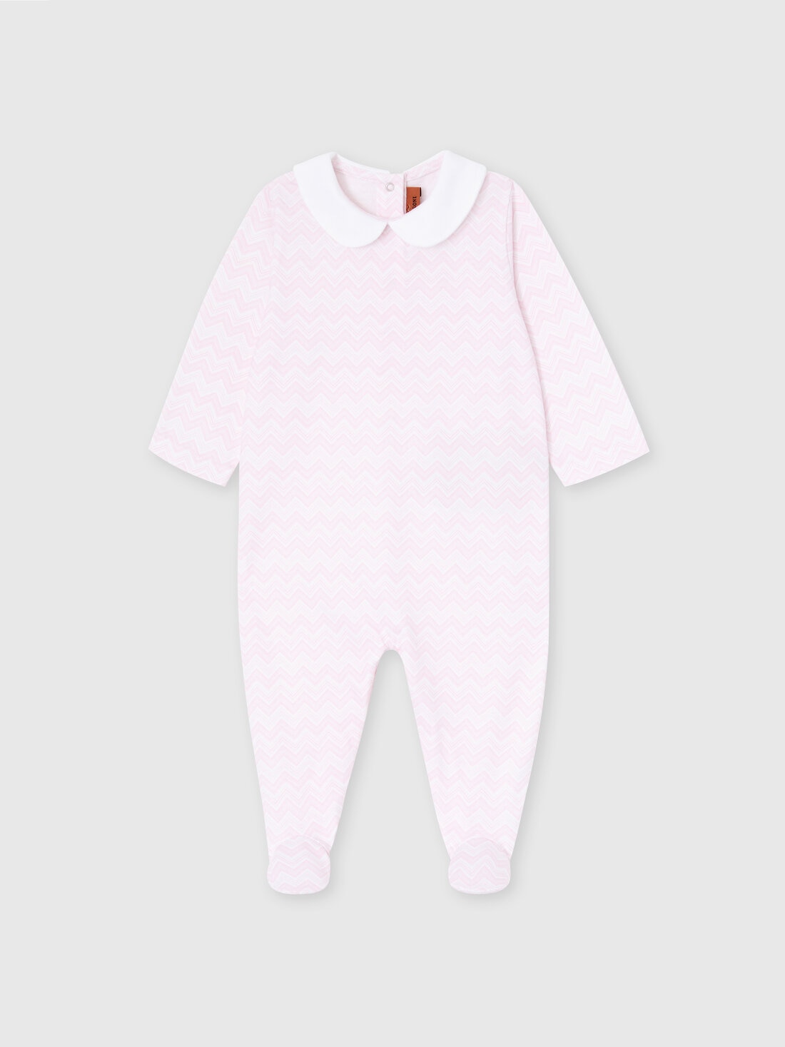 Conjunto de pelele y gorrito para recién nacido en 100 % algodón con estampado en zigzag, Blanco &  Rosa - KS25SU01BV00HMS019I - 1