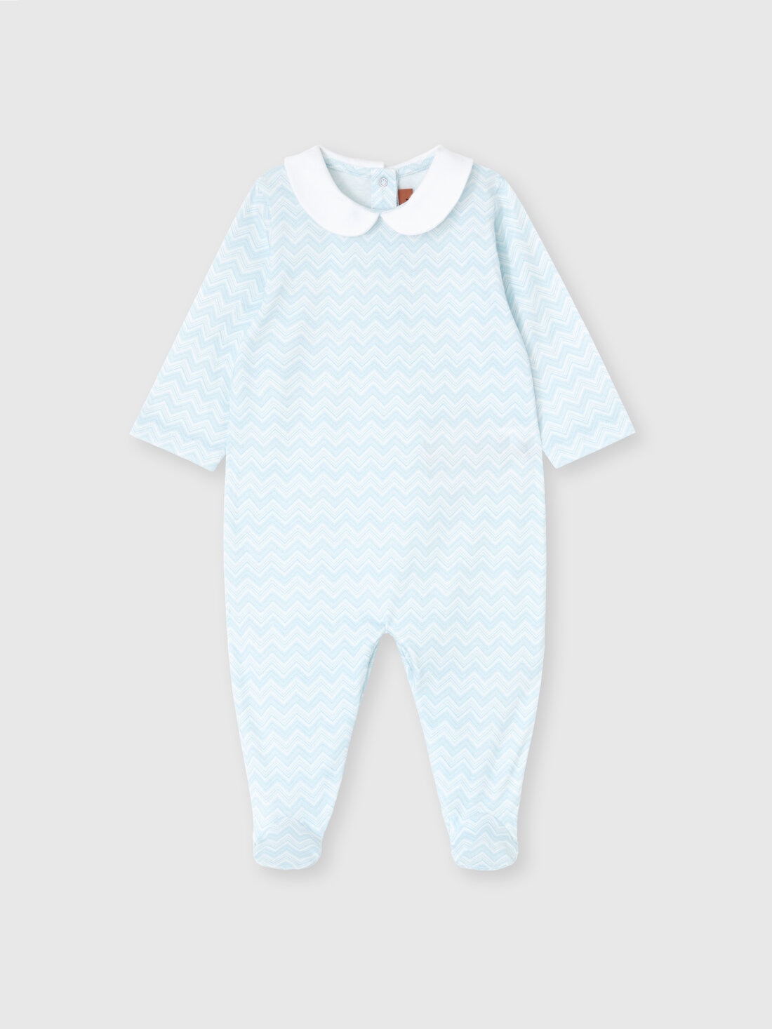 Newborn romper and beanie set in 100% cotton with zigzag pattern, White & Blue - KS25SU02BV00HNS72KG - 1