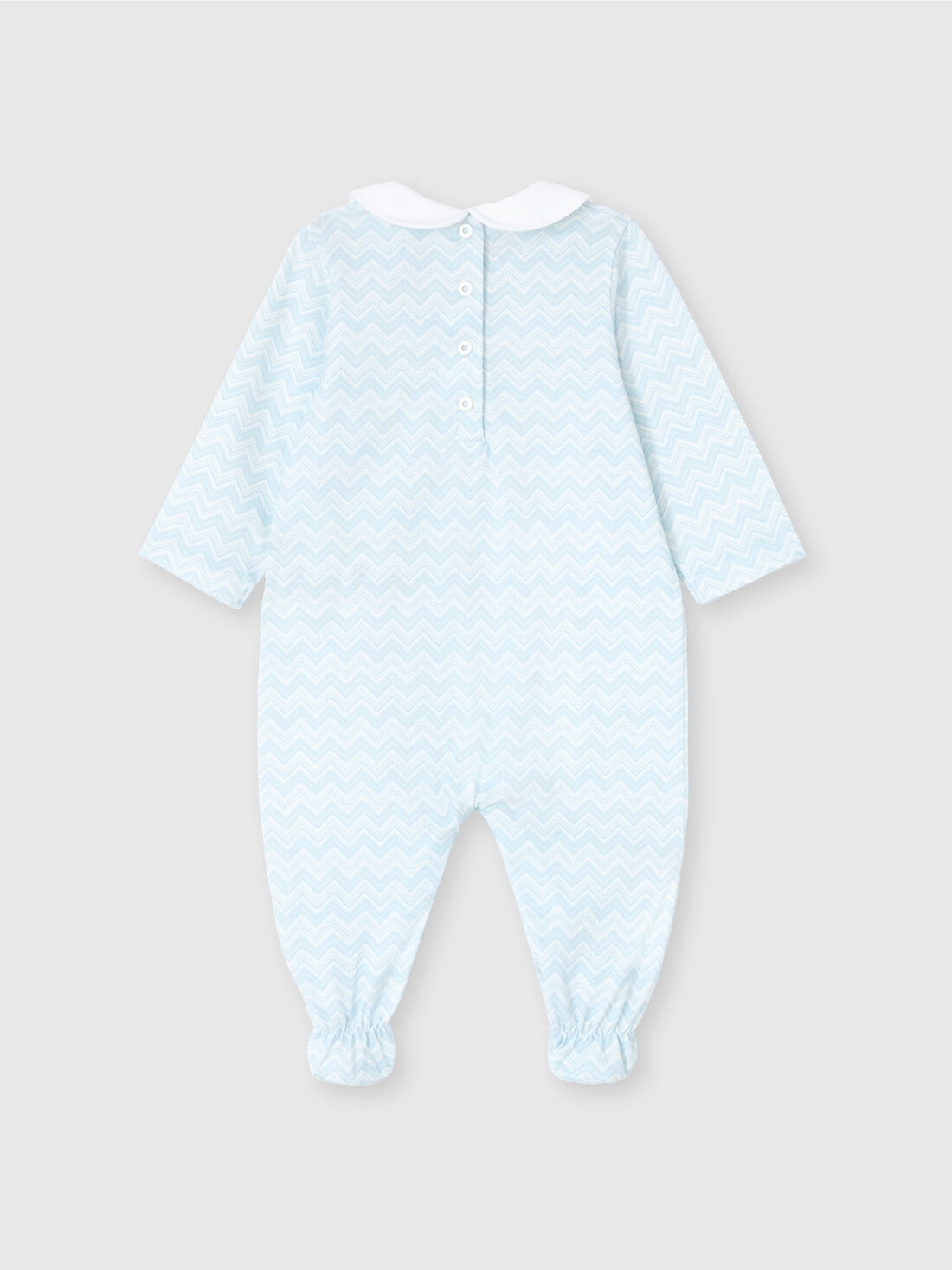 Newborn romper and beanie set in 100% cotton with zigzag pattern, White & Blue - KS25SU02BV00HNS72KG - 2