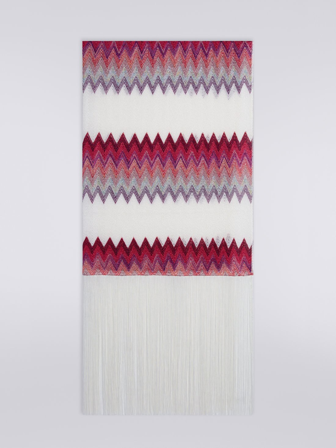 Chevron modal stole with lurex and fringes, Multicoloured  - 8051575919138 - 0