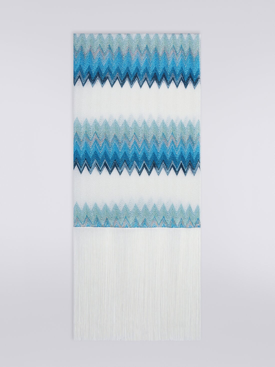 Chevron modal stole with lurex and fringes, Multicoloured  - 8051575919145 - 0