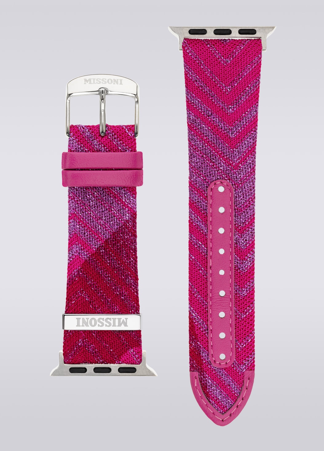 Missoni Fabric 22 mm Apple watch compatible strap, Pink   - 8053147046204 - 0