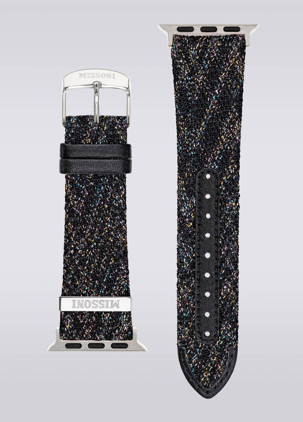 Missoni Fabric 22 mm Apple watch compatible strap, Black    - 8053147046242 - 0