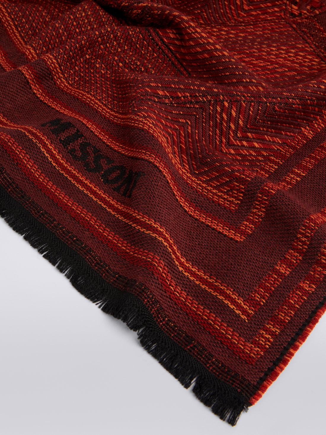 Mantella in maglia di lana con multi-lavorazione e bordi sfrangiati, Multicolore  - 8053147022994 - 1