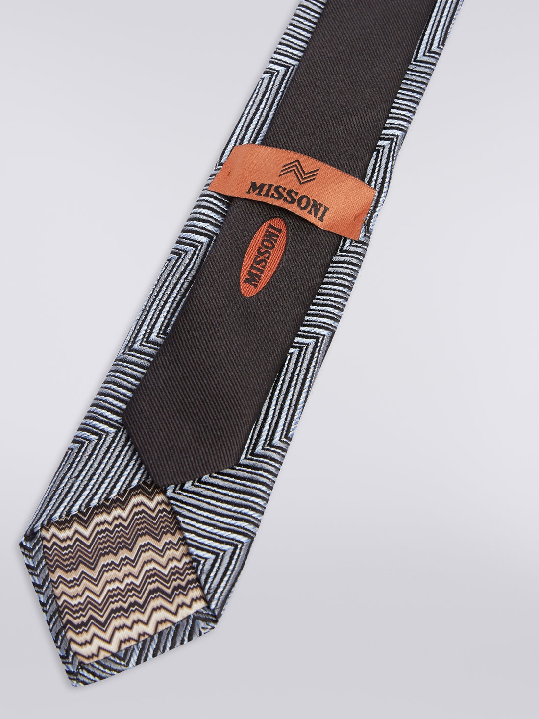Silk tonal chevron tie, Multicoloured  - 8051575919886 - 2
