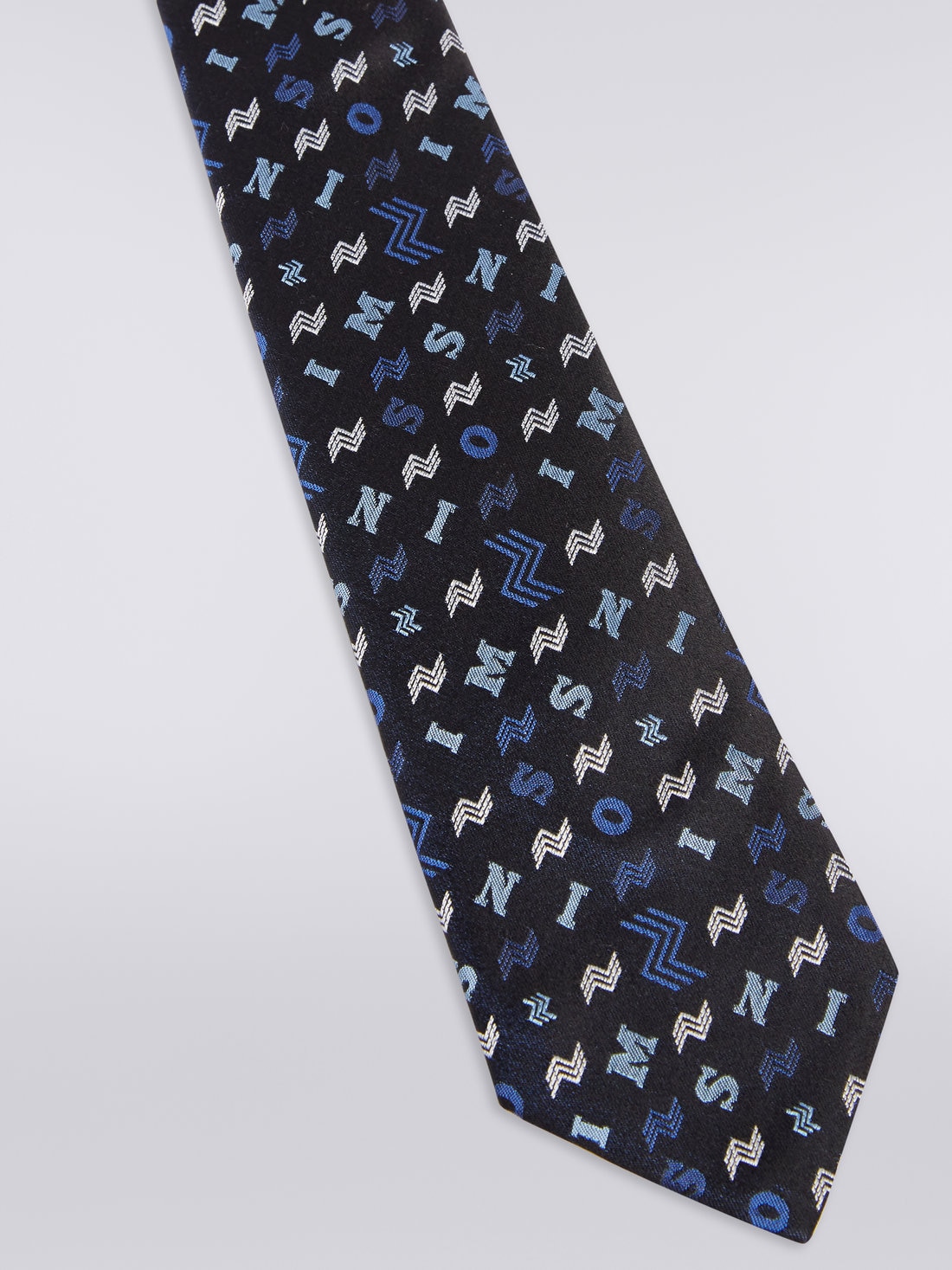 Silk tie with logo lettering, Multicoloured  - 8051575919916 - 1