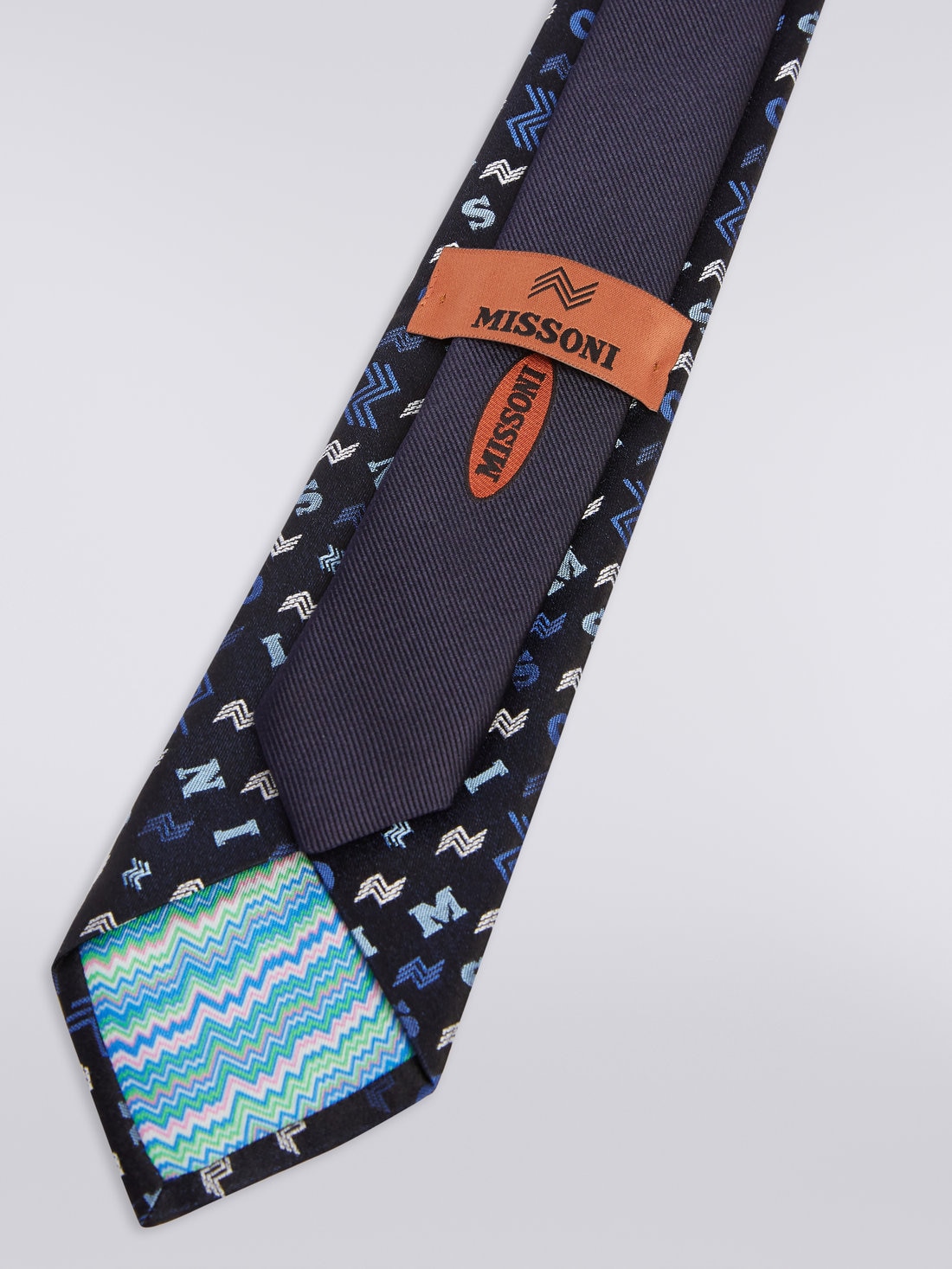 Silk tie with logo lettering, Multicoloured  - 8051575919916 - 2