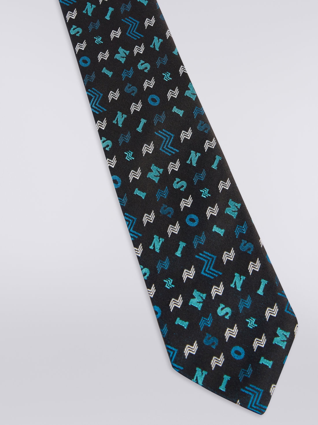 Silk tie with logo lettering, Multicoloured  - 8051575919930 - 1