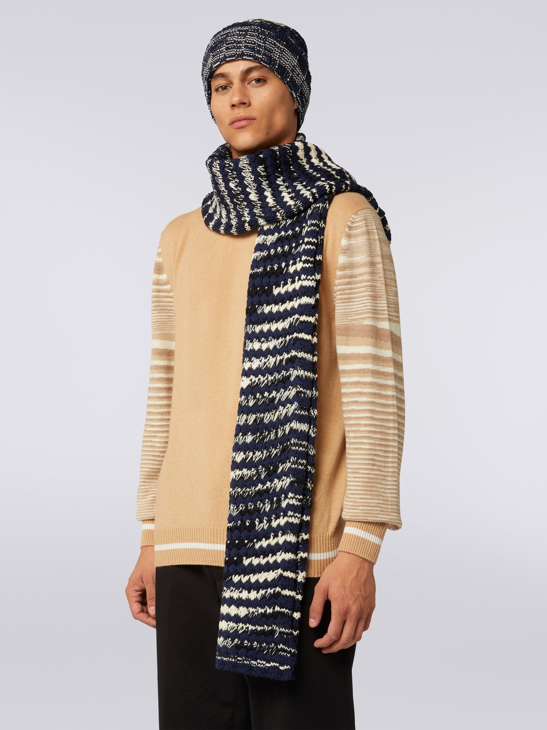 Slub wool knit scarf, Multicoloured  - 8053147023113 - 2