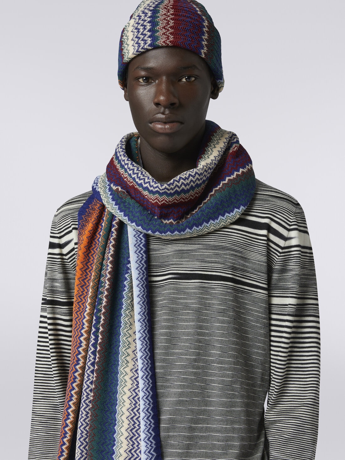 Mountain pattern wool blend scarf, Multicoloured  - 8053147023205 - 2