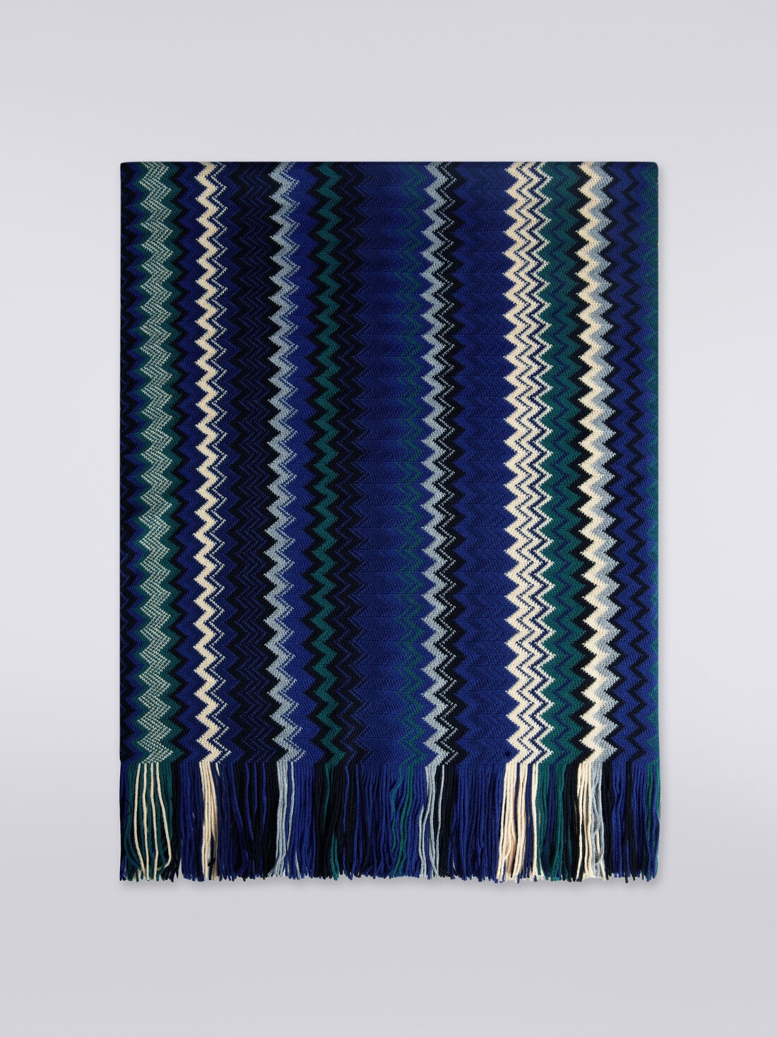 Bufanda de mezcla de lana en zigzag con flecos, Multicolor  - 8053147023229 - 0