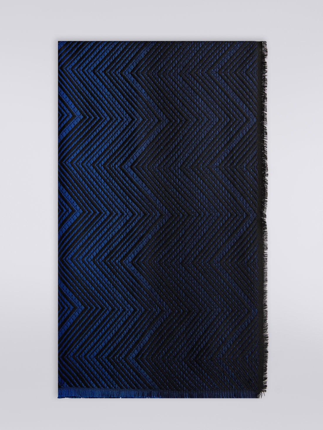 Wool chevron shawl with frayed edges, Multicoloured  - 8053147023267 - 0