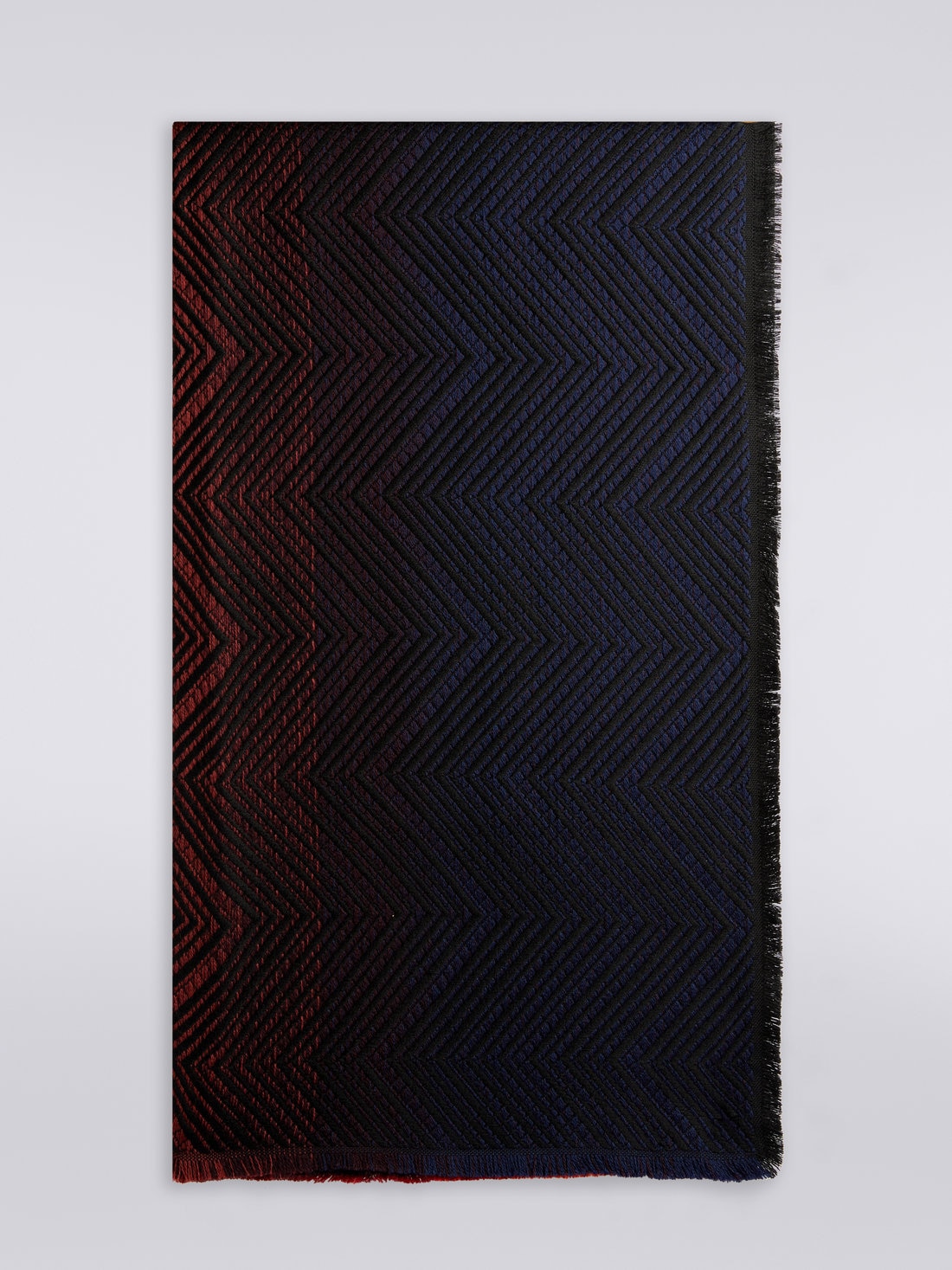 Wool chevron shawl with frayed edges, Multicoloured  - 8053147023274 - 0