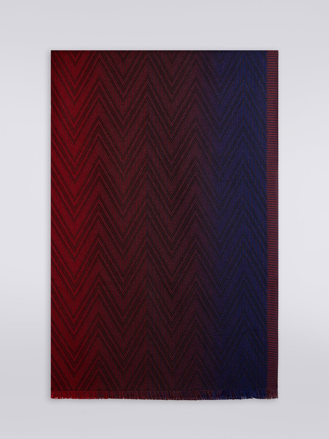 Stola in maglia di viscosa e lana chevron con bordi sfrangiati, Multicolore  - 8053147023281 - 0
