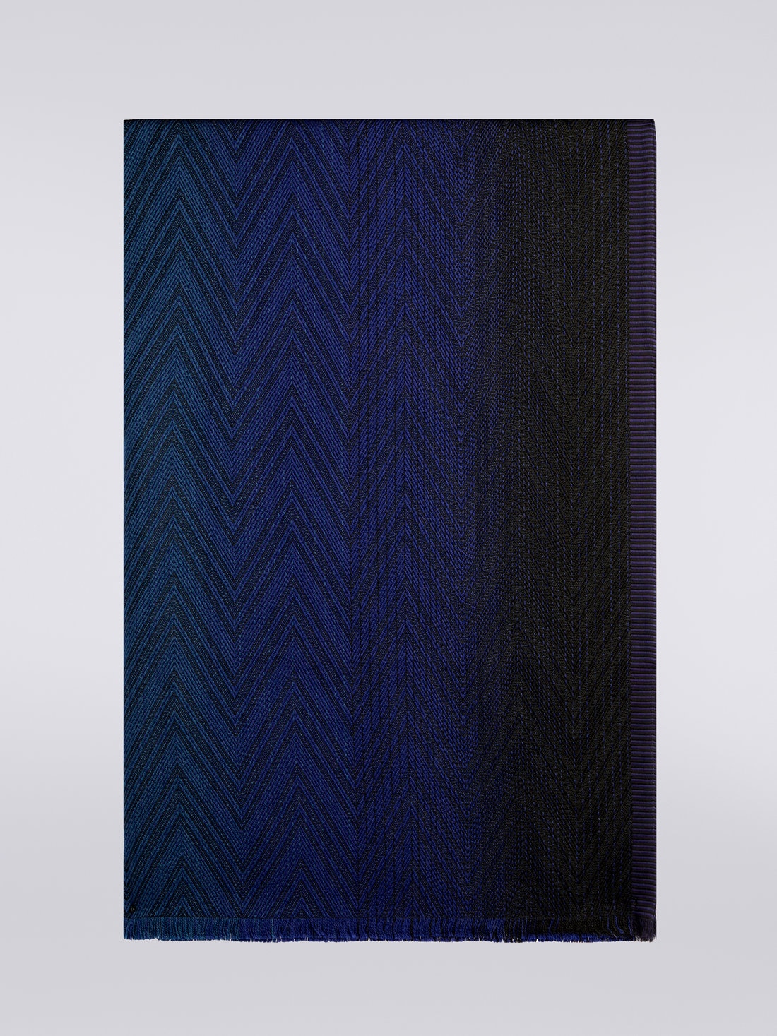 Stola in maglia di viscosa e lana chevron con bordi sfrangiati, Multicolore  - 8053147023298 - 0