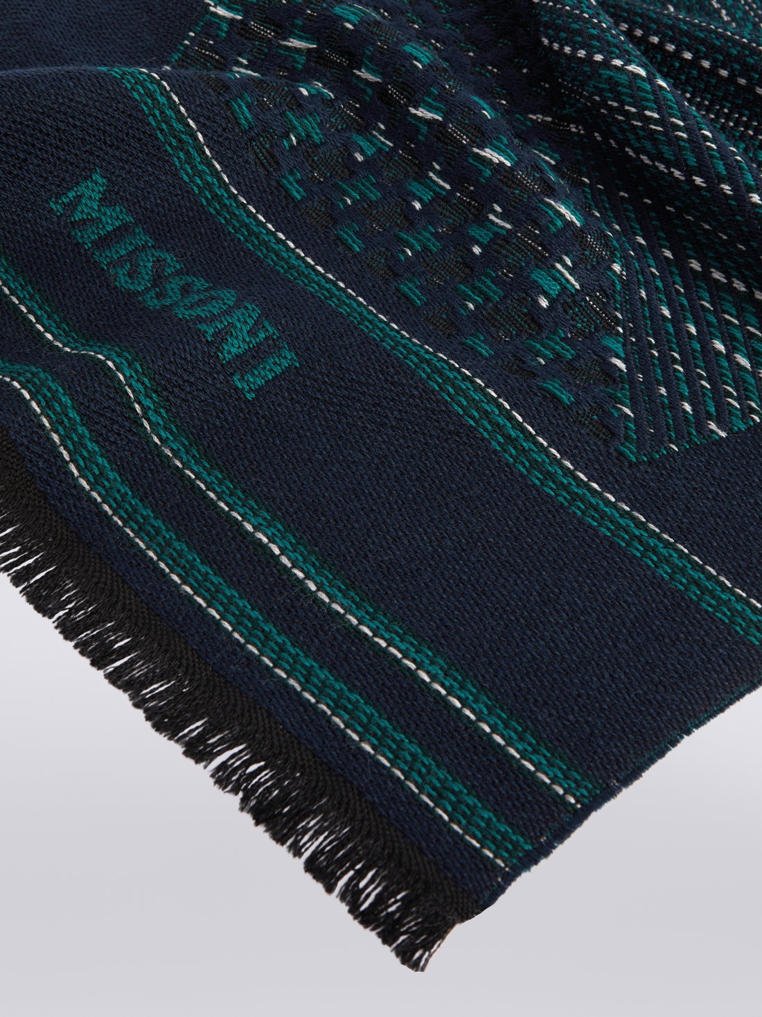 Écharpe en maille de laine avec multi-finitions et bords frangés, Multicolore  - 8053147023304 - 1