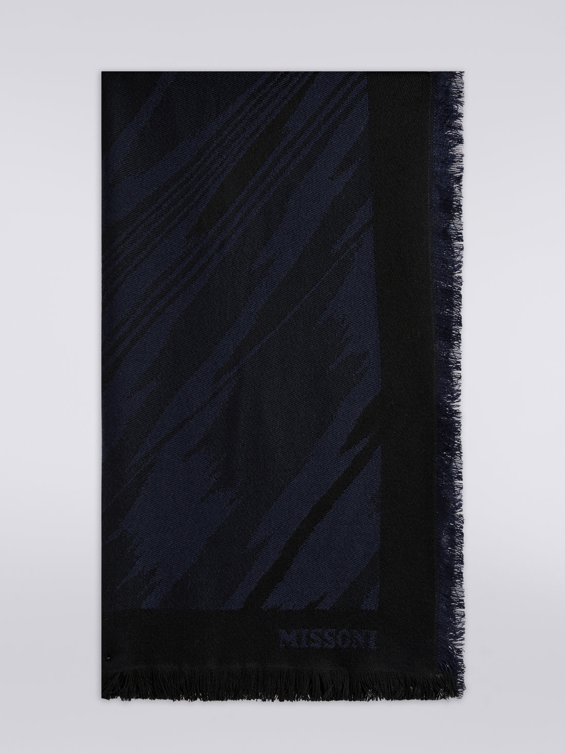 Slub wool shawl with frayed edges, Multicoloured  - 8053147023311 - 0