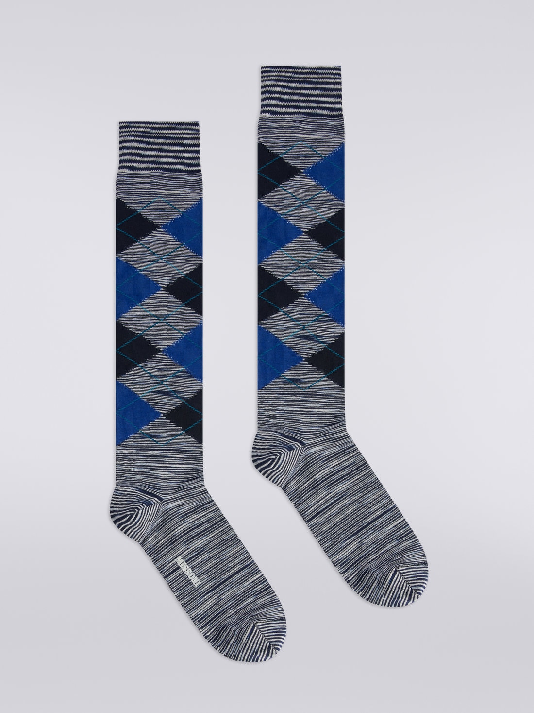 Slub cotton blend socks with rhombuses, Multicoloured  - LS23WS1XBV00EMSM67T - 0