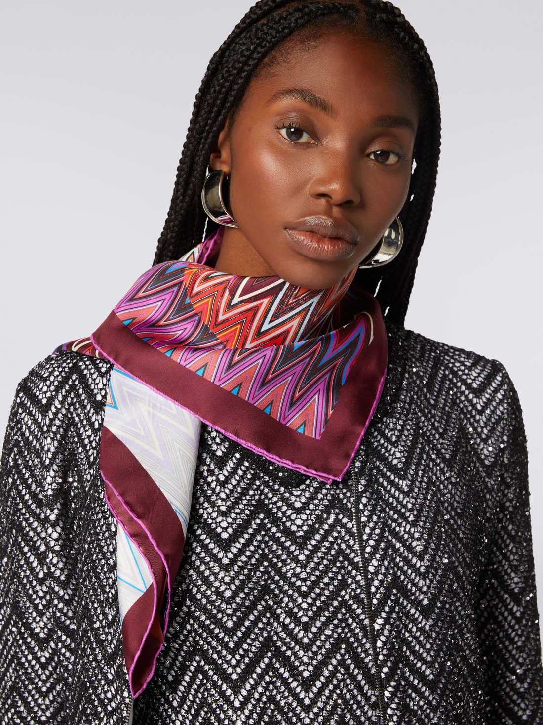 Silk chevron scarf, Multicoloured  - 8053147023847 - 2