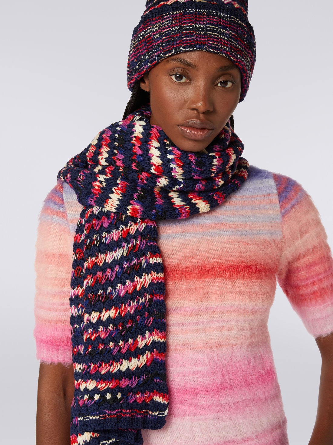 Écharpe à mailles de laine , Multicolore  - 8053147024004 - 2