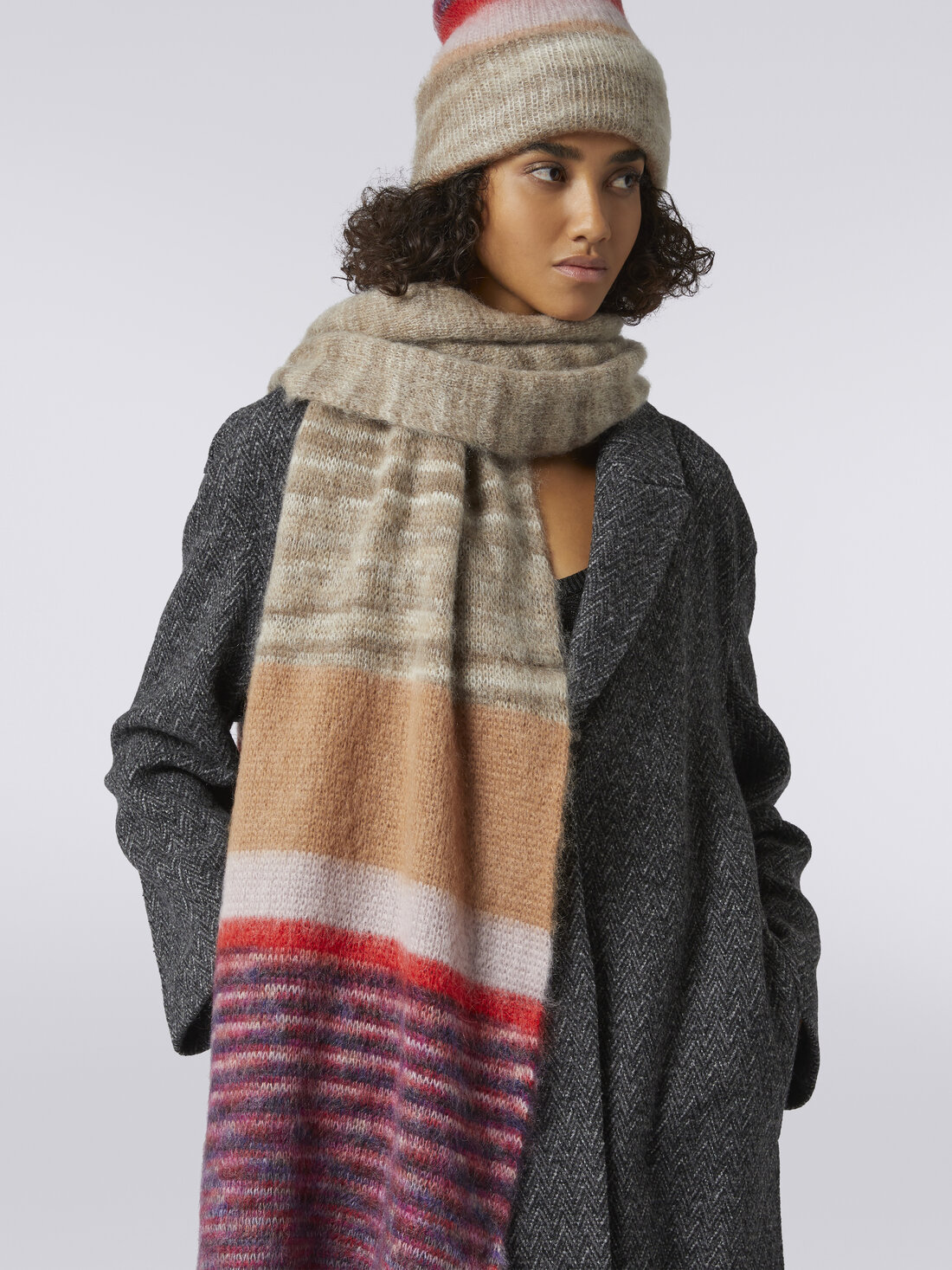 Striped mohair blend scarf, Multicoloured  - 8053147024035 - 2
