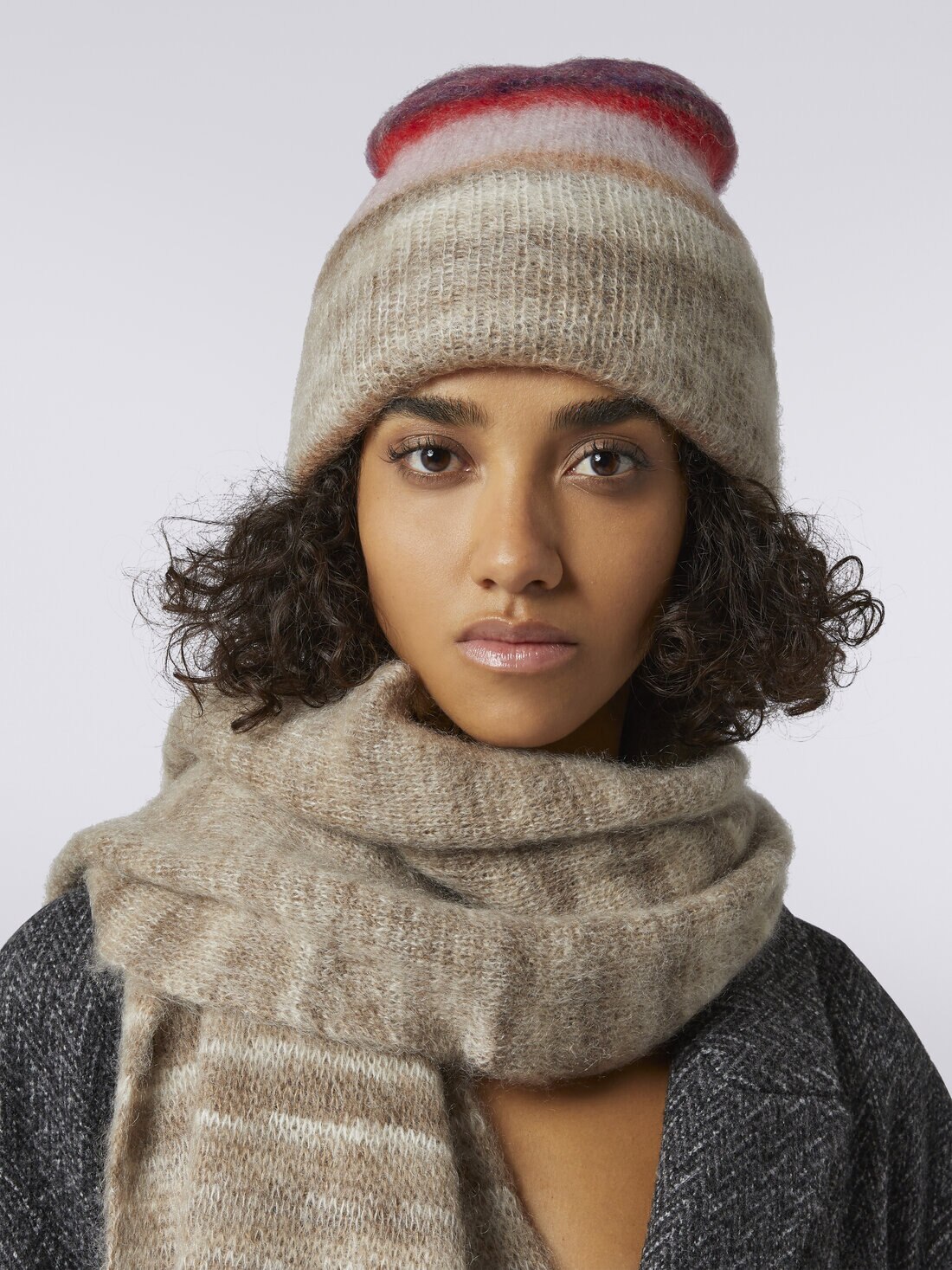 Cappello in misto mohair a righe, Multicolore  - 8053147024042 - 2