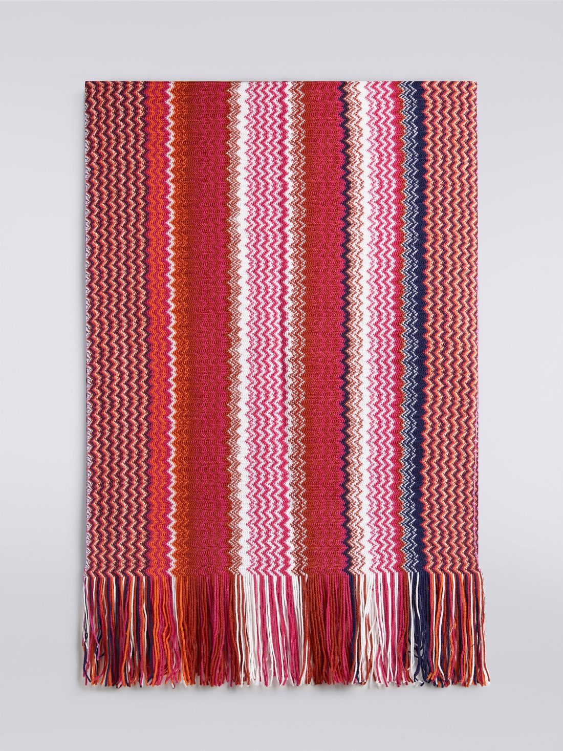 Fringed wool blend zigzag scarf, Multicoloured  - 8053147024066 - 0