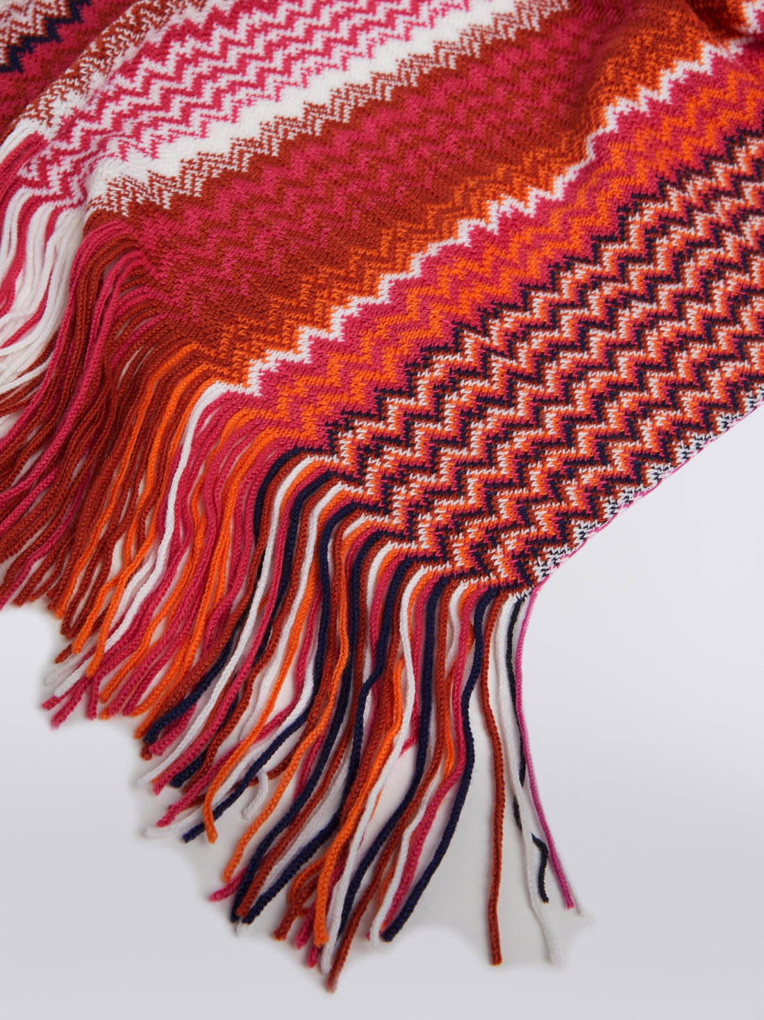 Fringed wool blend zigzag scarf, Multicoloured  - 8053147024066 - 1