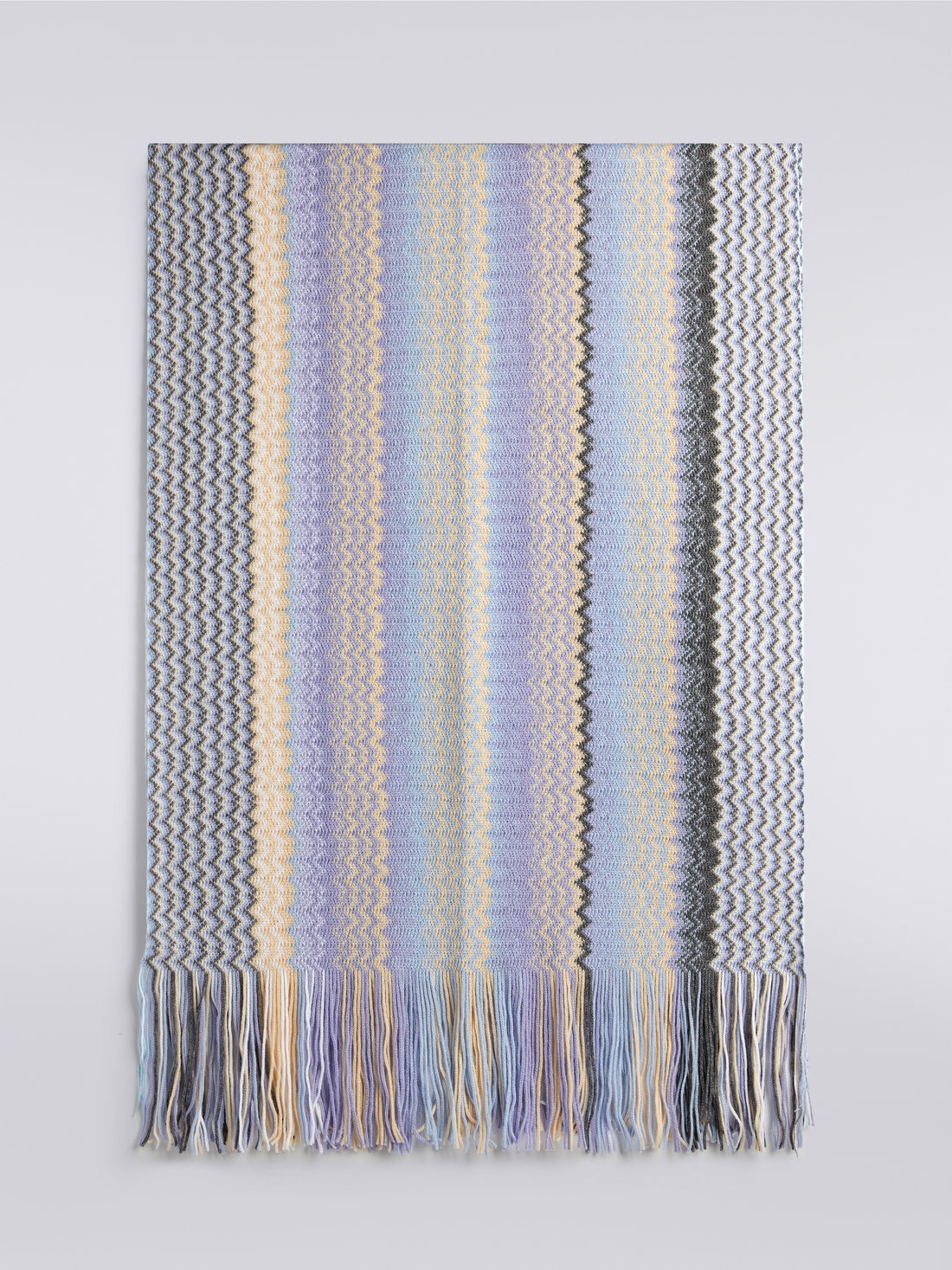 Fringed wool blend zigzag scarf, Multicoloured  - 8053147024073 - 0