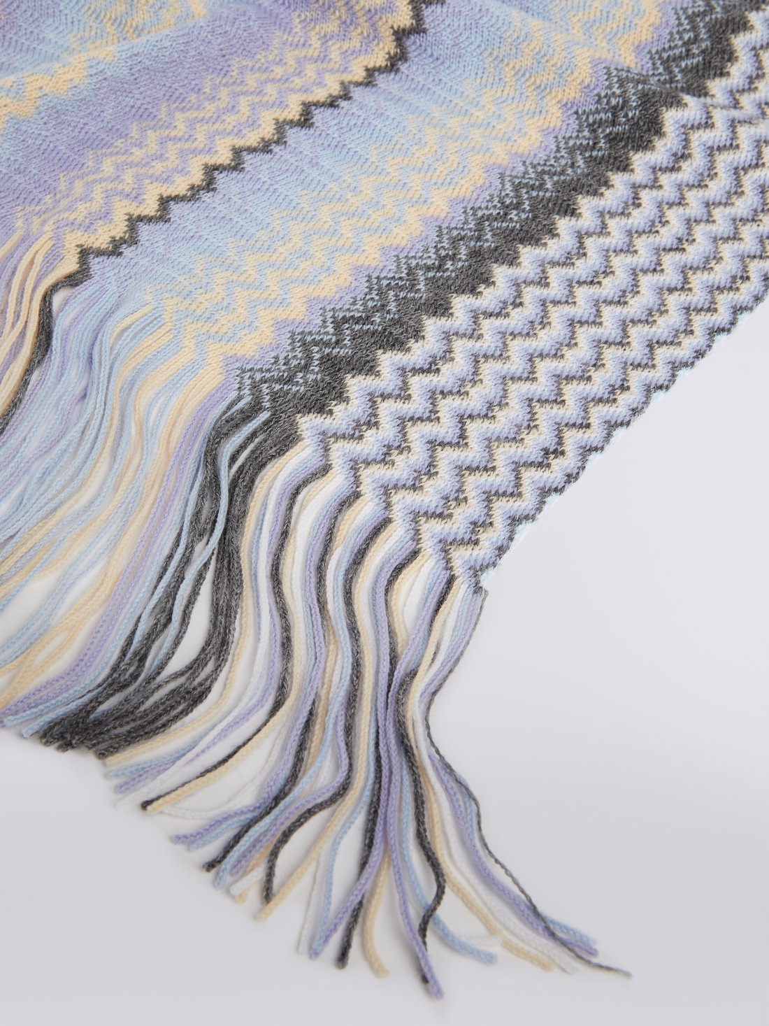 Fringed wool blend zigzag scarf, Multicoloured  - 8053147024073 - 1