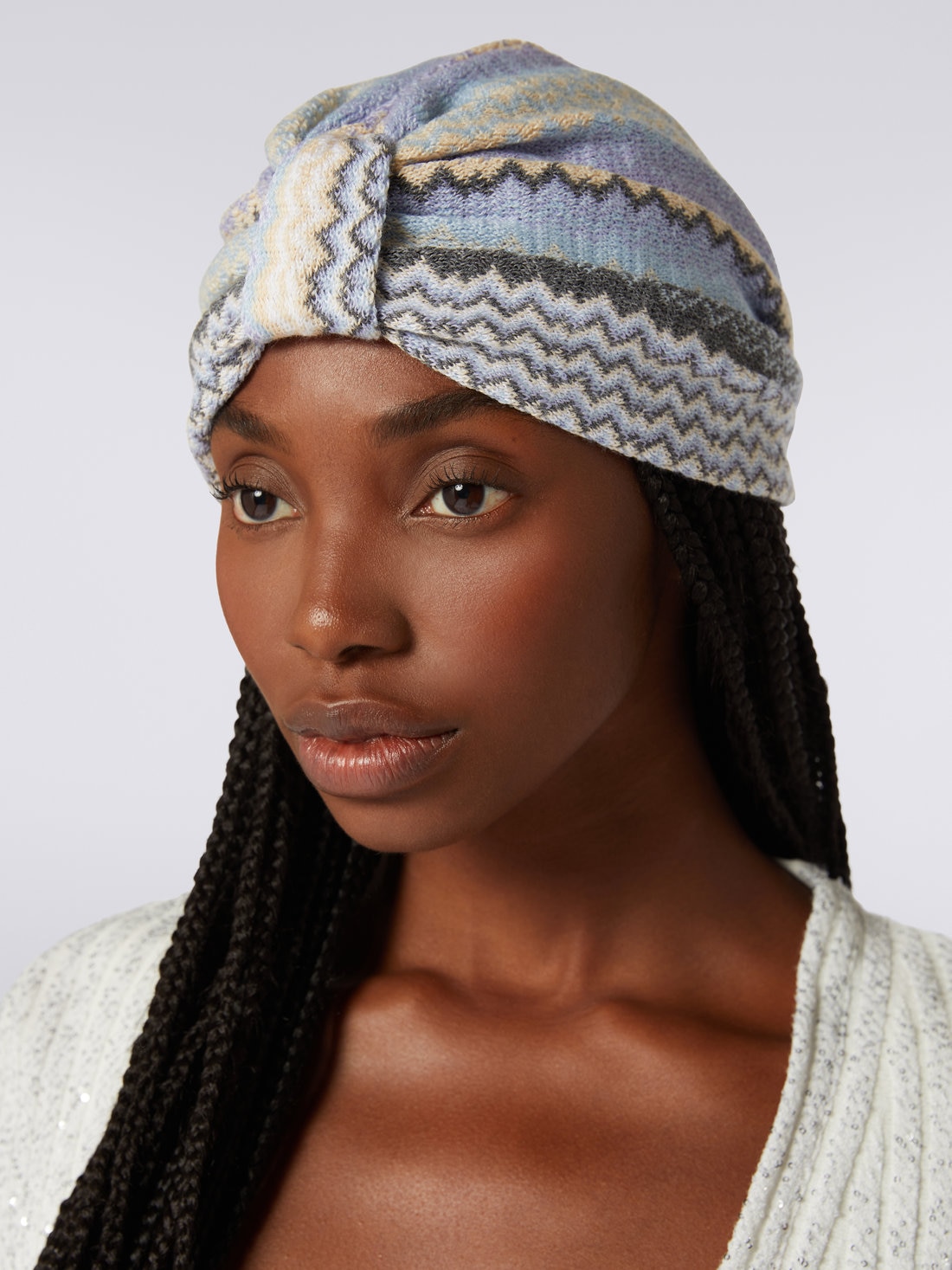 Turban en laine mélangée à zig zag , Multicolore  - 8053147024110 - 2