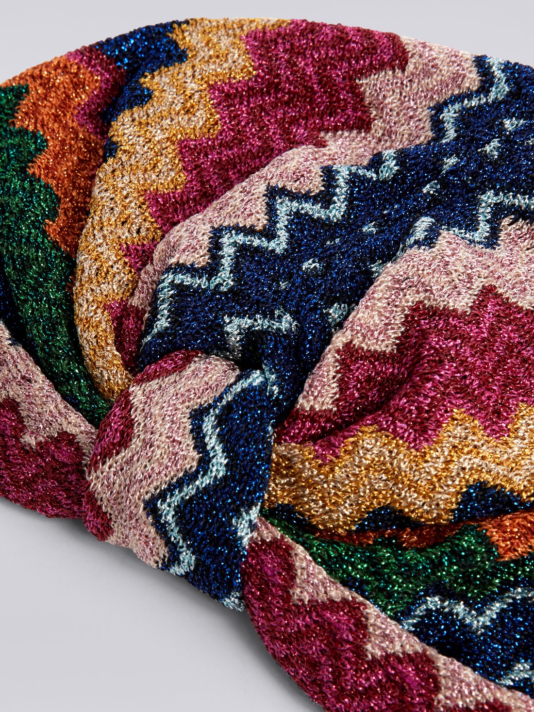 Viscose blend chevron turban with sequins, Multicoloured  - 8053147024172 - 1