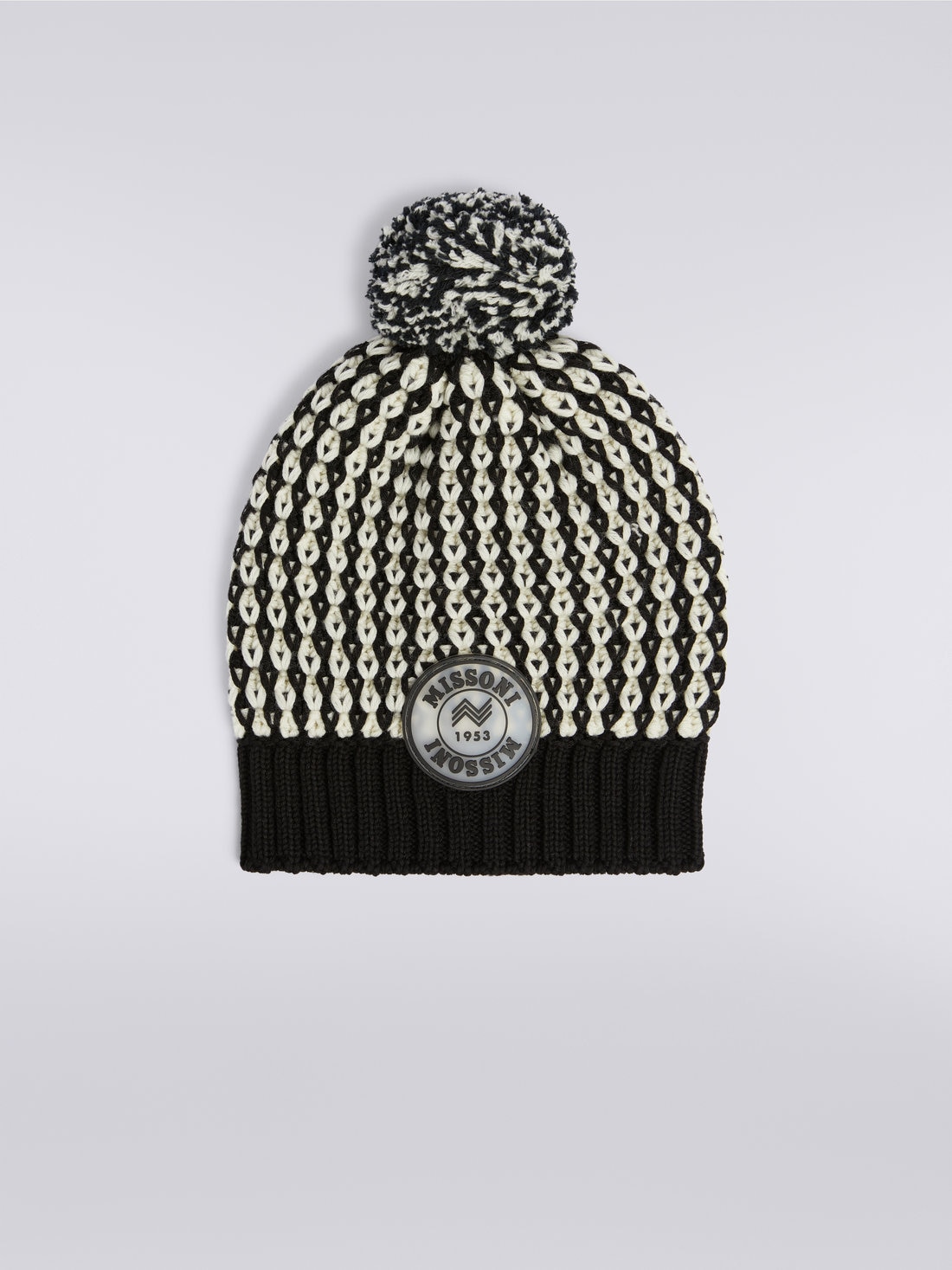 Cappello in maglia di lana con patch logo, Multicolore  - 8053147024226 - 0