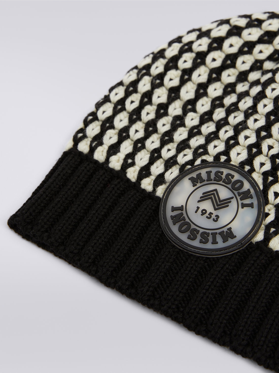 Cappello in maglia di lana con patch logo, Multicolore  - 8053147024226 - 1