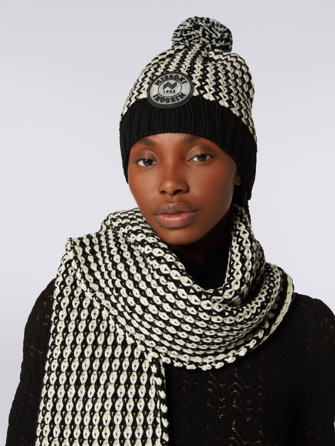 Cappello in maglia di lana con patch logo, Multicolore  - 8053147024226 - 2