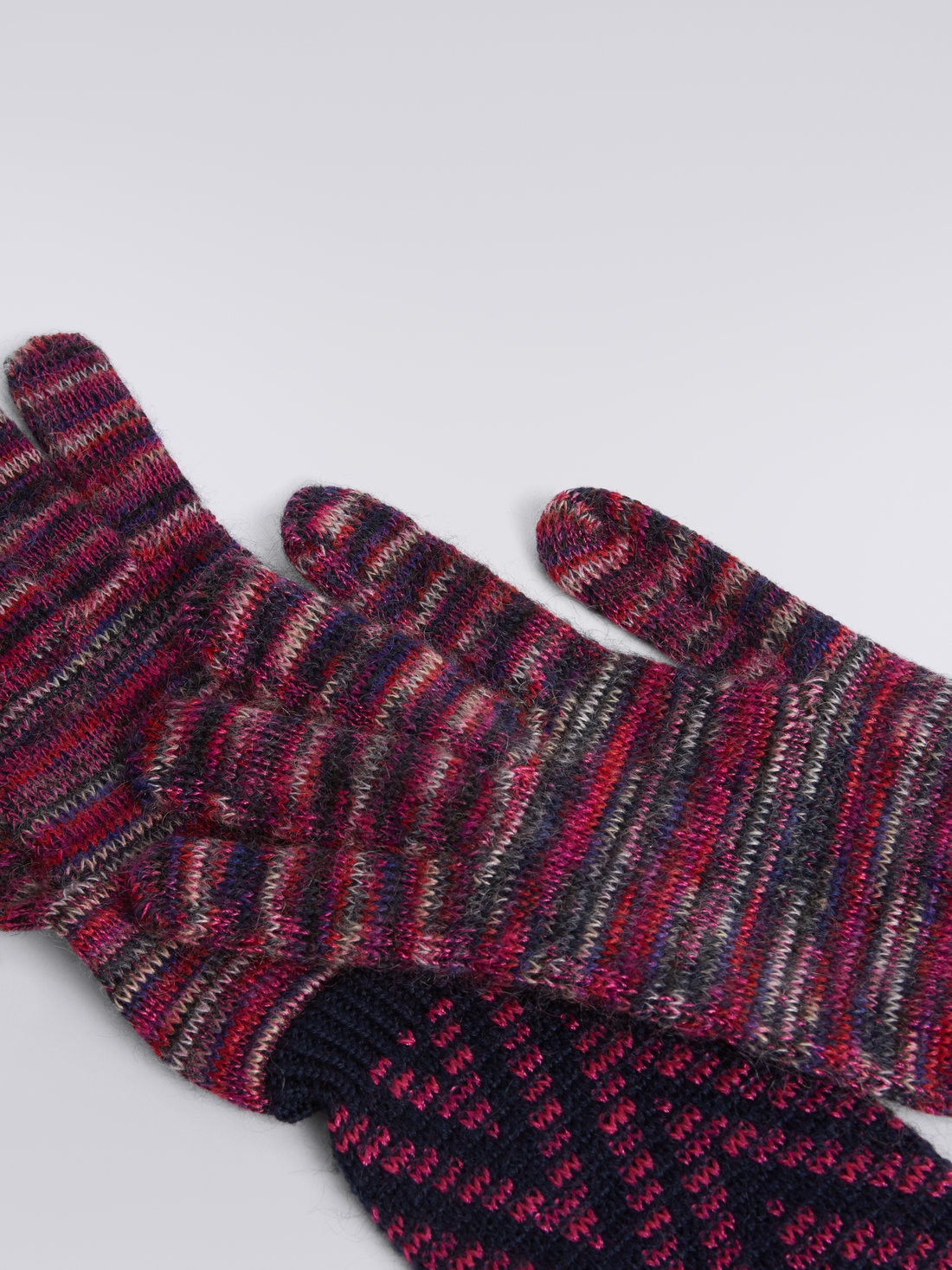 Multi-worked wool and mohair knit gloves, Multicoloured  - 8053147024271 - 1