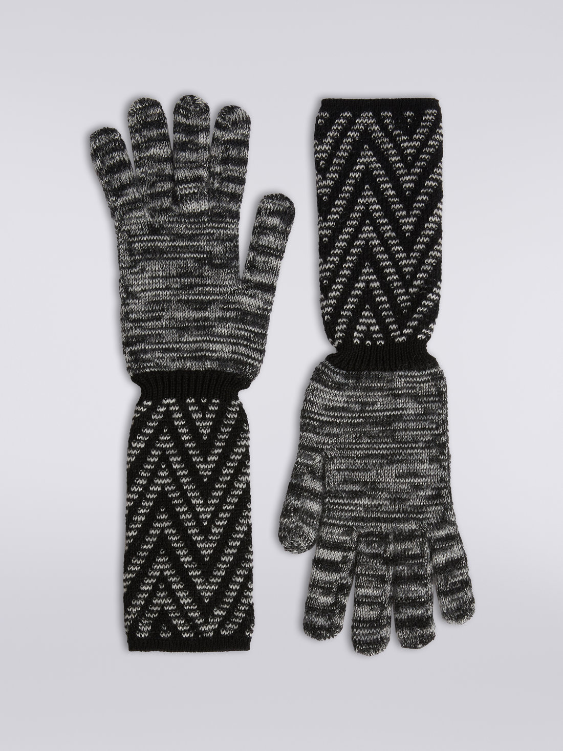 Multi-worked wool and mohair knit gloves, Multicoloured  - 8053147024288 - 0