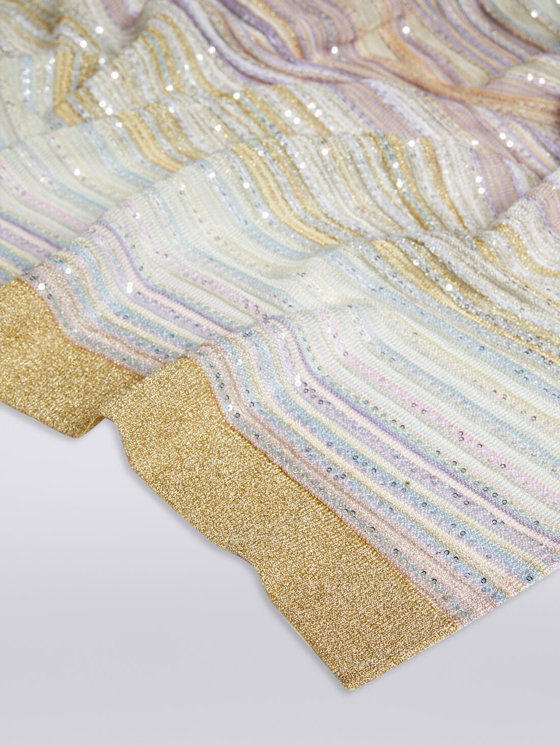 Striped viscose blend stole with sequins, Multicoloured  - 8053147024394 - 1