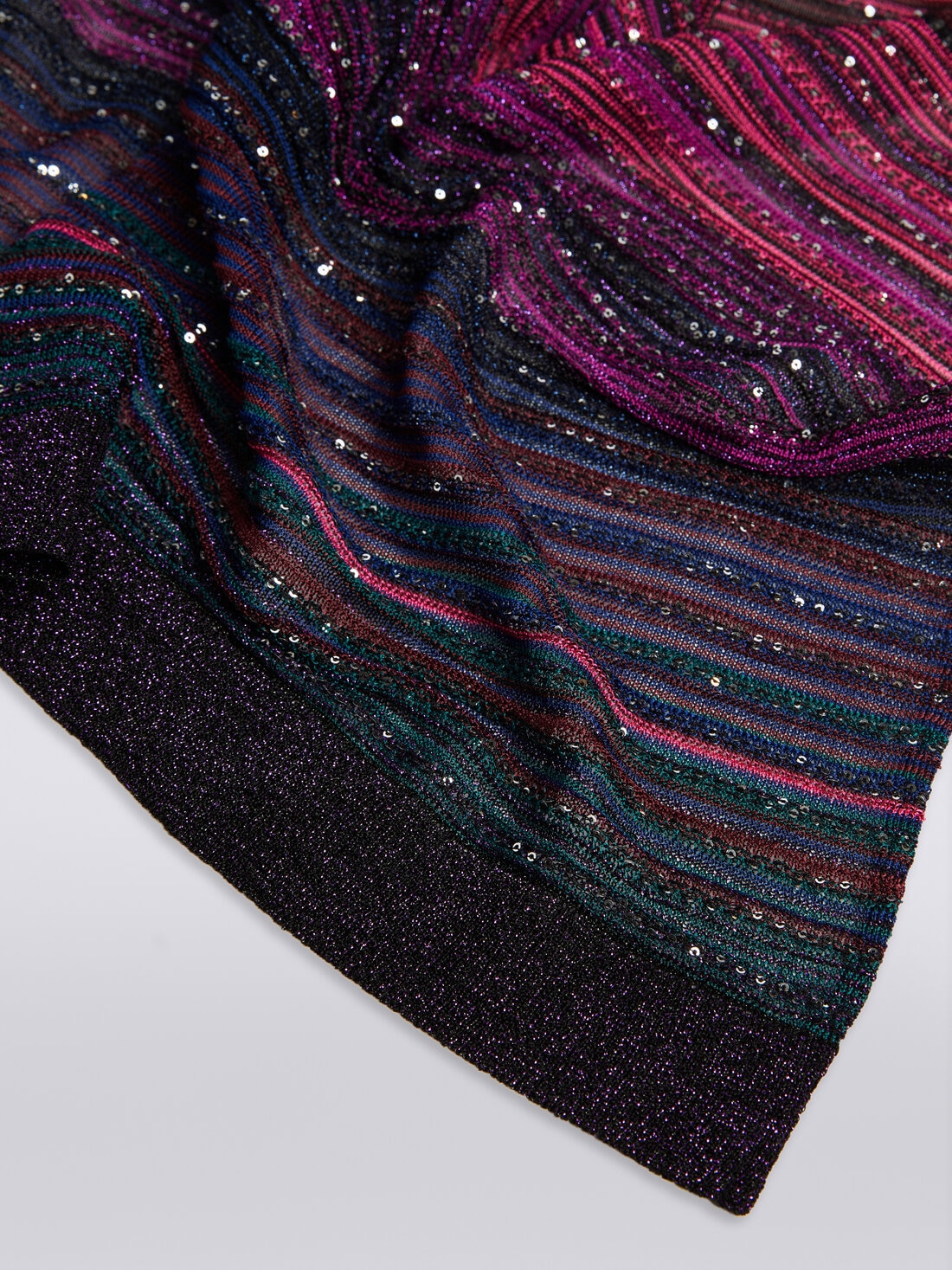 Striped viscose blend stole with sequins, Multicoloured  - 8053147024400 - 1